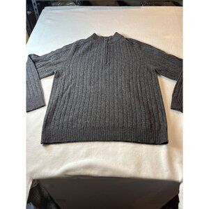 Davis & Squire Mens Gray Cable Knit 100% Lambswool Quarter Zip‎ Sweater Size L